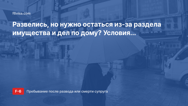 Развелись, но нужно остаться из-за раздела имущества и дел по дому? Условия пребывания «упорядочение домашних дел» (F-1-6) и документы